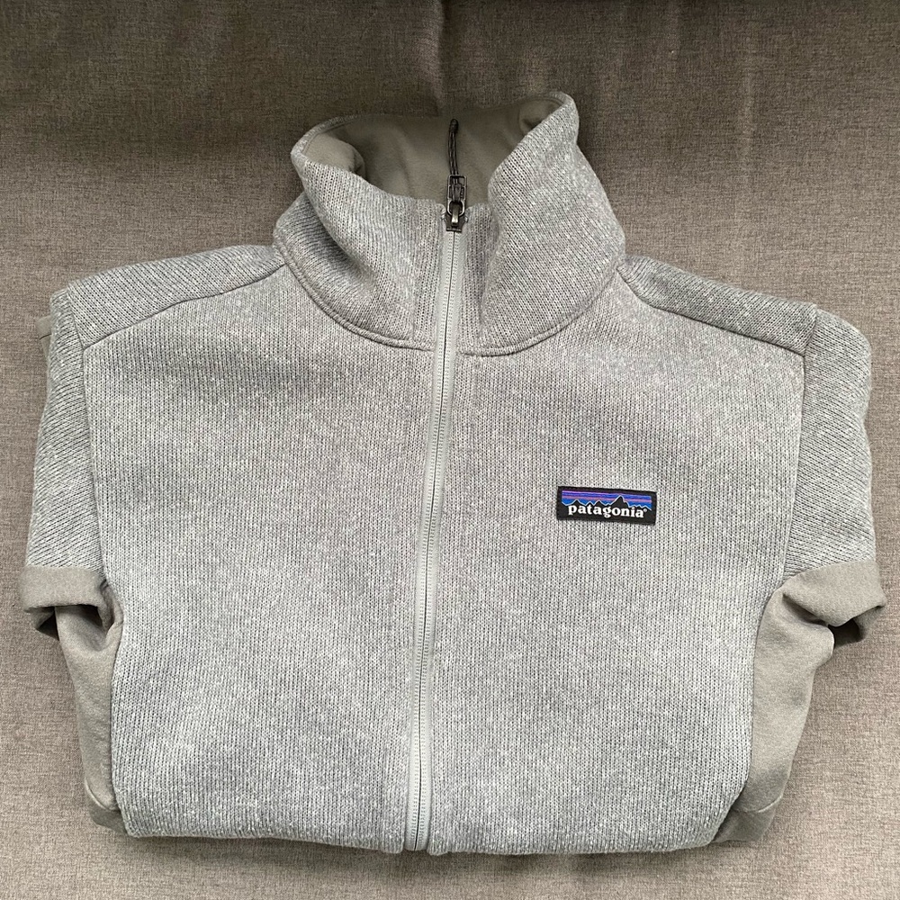 Patagonia Light Grey Sweater with underarm ventilation